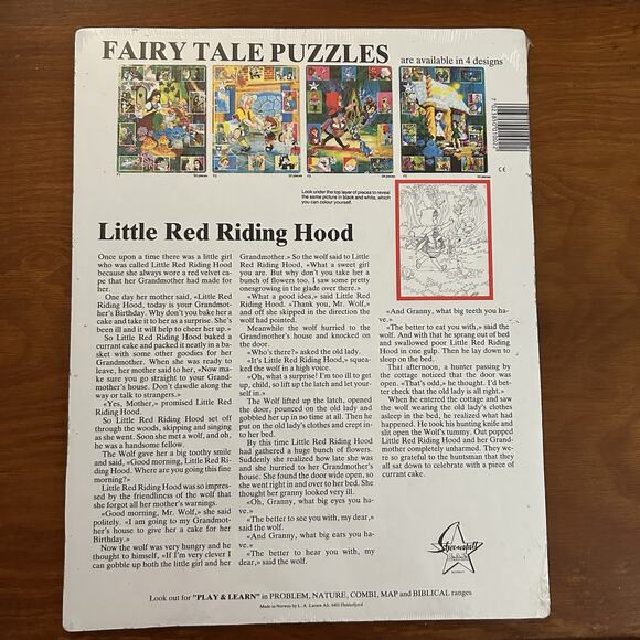 Vintage NOS Play And Learn Tray Little Red Ridding Hood Puzzle Sealed Norway - Picture 4 of 5